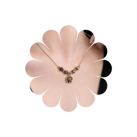 Inilbran Boho Opal Circle Pendant Necklace Vintage Amber Circle Necklace Silver Amber Beads Choker Necklace Adjustable Round Gemstone Chain Necklace Jewellery for Women, Zinc, No Gemstone