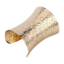 Florate Gold Color Arm Cuff Chunky Statement Wide Bangle for Women Wrist Wrap Punk Wristband Plated Metal Fashion Bracelet Jewelry (BHX334-gold)