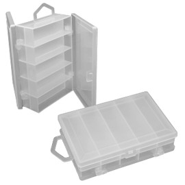 2 x Small Double Sided 10 Compartment Box - Fishing Tackle/Bait/Lure/Art/Craft/Stationery/Beading/DIY Accessories