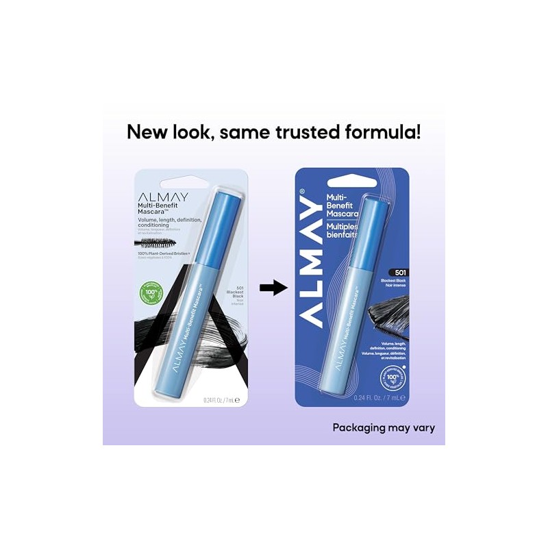 Almay Multi-Benefit Mascara, Blackest Black, 0.24 Fl. Oz., 0156 pounds,