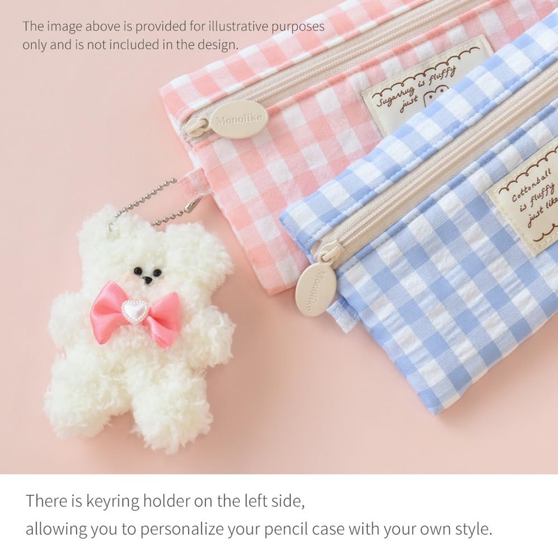 Monolike Pencil case, Unmatched Friends Fabric Check Pencil Case, Mint,