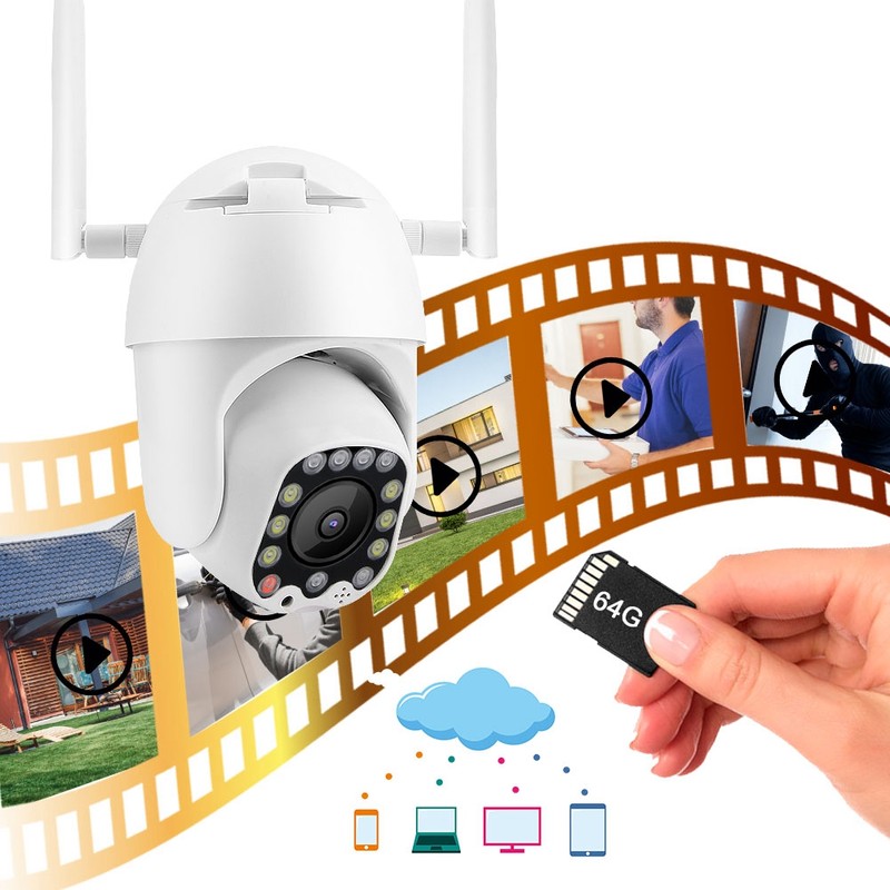 2.5in 1080P 13LED WiFi PTZ Dome Security Camera Outdoor IP65