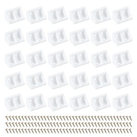 PATIKIL Plastic Corner Braces 0.75x0.75x1.3, 30 Pack L-Shape Bracket Right Angle Board Holder Shelf Support with Screws for Fixing Drawer Wood Shelves Cabinet Frame, White