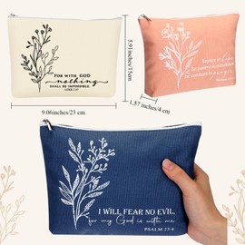 Huhumy 10Pcs Christian Gifts for Women Religious Cosmetic Bags Inspirational Bible Verse Pencil Pouch Canvas Makeup Bags Bulk with Zipper for Mother Sister Church Favors(Bright,Bible)