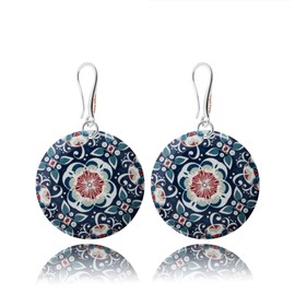 Handmade Modern Round Dangle Earrings Jewellery for Women (Style 18 - Navy Blue)