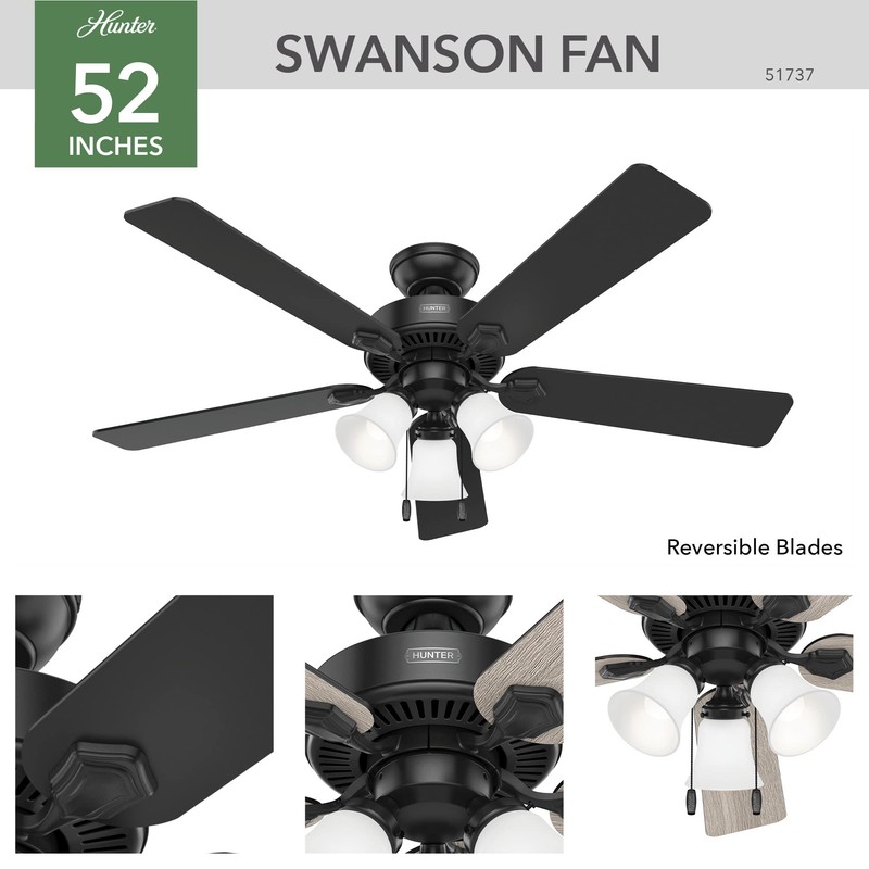 Hunter Fan Company 51737 Swanson Ceiling Fan, Matte Black