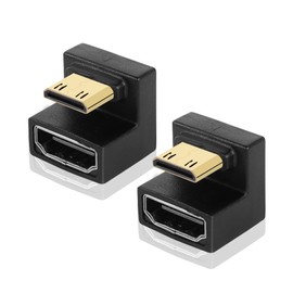 GINTOOYUN U Shape Mini HDMI to HDMI Adapter 8K Mini HDMI Male to 180 Degree HDMI Female Extension Adapter for Camera, Laptop, Tablet, HDTV, Projector 2 Pieces (Up) (U-Shaped Up)