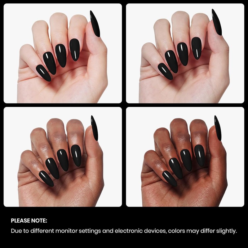 COSMOO Solid Black Nail Polish, 12ml Black Summer Quick Dry
