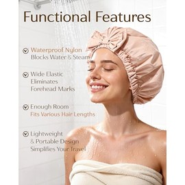 Yanibest Gorro Ducha Reutilizable Impermeable Banda Elástica Ancha Cómodo Duradero Mujer