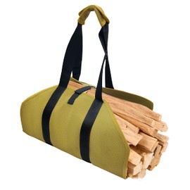 Jaegvida Firewood Carry Bag Canvas Log Carrier Tote Firewood Holder (Brown)