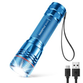 WdtPro Rechargeable Flashlights High Lumens, 1 Pack Super Bright LED Small Tactical EDC Flashlight with 10H Runtime, Portable Flash light for Camping, Home, Emergency Essentials Blue(Battery Included)