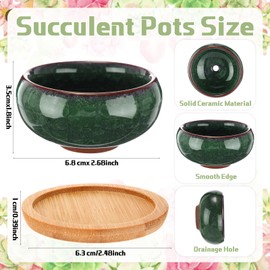 24 Pcs Small Succulent Pots Bulk with Drainage Assorted 2.5 Inch 2.5 Inch Mini Ceramic Succulent Planters Pot with Coaster Bamboo Saucers Planting Pots for Garden Home Office, 8 Colors