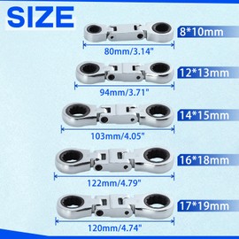 SPEEDWOX 5Pcs Double Box End Flex Head Ratcheting Wrench Flex-Head Ratcheting Combination Wrench Set Double Box End Ratchet Spanner Mini Wrench Set Nano Flex Ratcheting Wrench Set Metric Wrench Sets