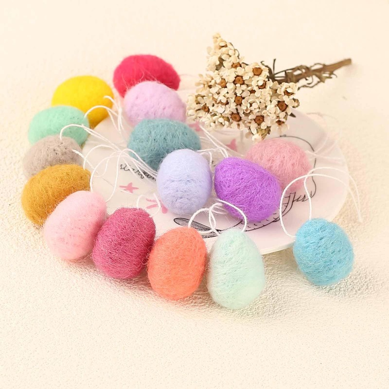 HERZONE Felt Easter Egg Pendant, Easter Decoration Easter Eggs for