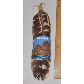 HANDPAINTED SEA OTTERS W/ALASKA PAINTED ON DOMESTIC FEATHERS- SIGNED BY "RAINY"