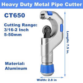 ZrgGea Pipe Cutter, Tubing Cutter Tool, Copper Pipe Cutter Tool 3/16" to 2" Outer Diameter, for cutting copper pipes, stainless steel pipes, aluminum pipes and PVC pipes (CT650)
