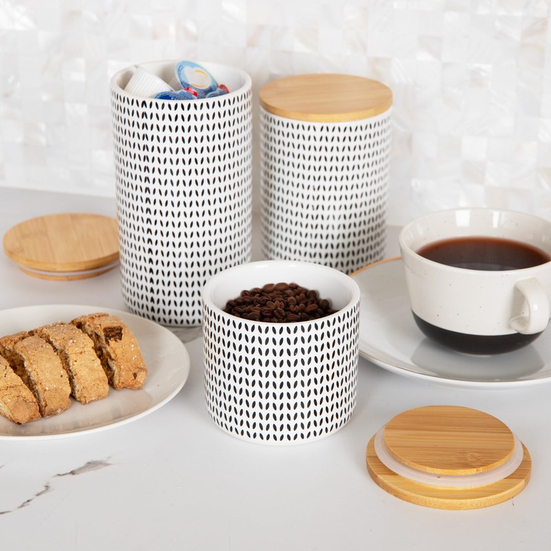 Mind Reader 3-Piece Canister Set, Sugar Container, Coffee Storage, Lids,