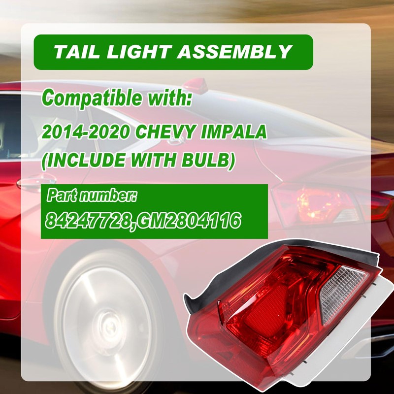 Lochnchn Rear Tail Lights Compatible with Chevy Impala 2014-2020 Outer