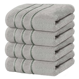 YRALY Luxury Hand Towels for Bathroom Set of 4 (16 x 28 Inch) Soft & Absorbent 600GSM Ring Spun Cotton Hand Towel Sets for Bathroom, Gym, Hotel and Spa - Viscose Stripe