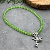 Lime Green Frosted Glass Bead Anklet with Silver Plated Frog