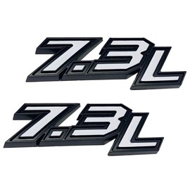 2 Pack 7.3L Emblems 3D Badge Power Stroke Turbo Side Logo Decals Sticker Nameplate (Black White)