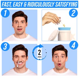 Kenashii Super Nose Waxing Kit | 100g Wax, 24 Applicators | No Microwave Required | Ear Hair Removal | For Men and Women | 12 Balm Wipes, Mustache Guards, Storage Bag