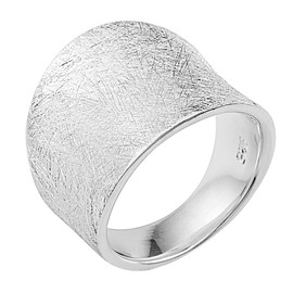 Vinani 2RMX Women's Ring 925 Silver - Curved Simple Brushed Wide Solid - 925 Sterling Silver - for Women, Sterling Silver, No Gemstone