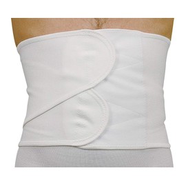 MANIFATTURA BERNINA Sana 55100 Post-Operative Adjustable Back Support Belt Abdominal Support with Double Velcro Fastening and Support Struts Height 22 cm, White