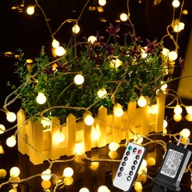 Fairy Christmas String Lights Plug in, 33FT 100LED Globe Ball String Lights with 8 Modes Indoor/Outdoor Waterproof Twinkle Lights for Bedroom, New Year, Christmas, Wedding, Party(Warm White)
