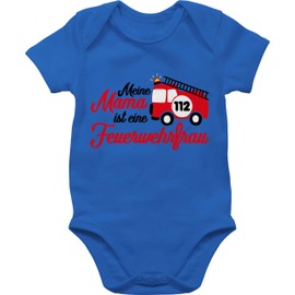 Shirtracer - Baby Bodysuit Boy Girl - Fire Brigade - Meine Mama ist eine Feuerwehrfrau, 4 Royal Blue