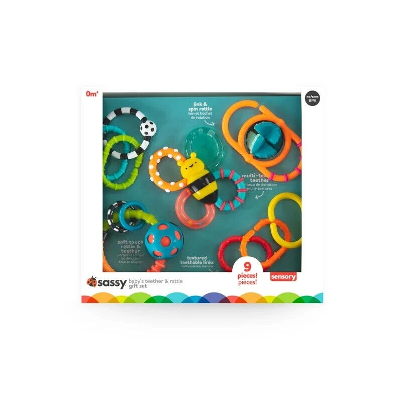 Sassy Baby’s Teether & Rattle Sensory Set - 9 Pcs