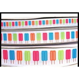 Ribbon Bows Crafts Ribbons for Gifts Wrapping Party Wedding - 7/8" 3yds Popsicles Pink Lime Turquoise Ange Grosgrain Ribbon