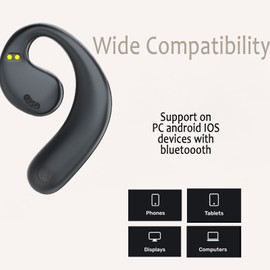 Wireless Ear Clip Earbuds Bluetooth Open Ear HiFi Stereo Sound Waterproof Bluetooth Air Conduction Earbuds Long Battery Life for Cycling，Driving，Working