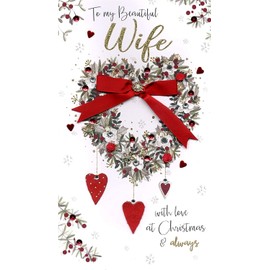 Wife Christmas Card Handmade Boxed Lavish Luxury Box XLB049A HEART Christmas Card One Size