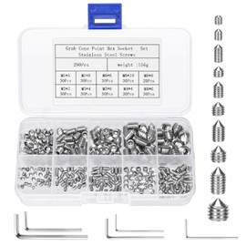 Pack of 290 Cone Ball Head Screws, M3/M4/M5/M6/M8 Allen Screws Set, Grub Screws Set, Door Handle, with 5 Hex Keys