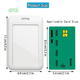 Yharnamite 4 Pcs Sliding ID Badge Holder with Clear Window ID Card Protector, Slide Open ID Card Case Vertical Work Badge Holder for Office, School, Credit Cards, Driver’s Licenses and Passes (White)