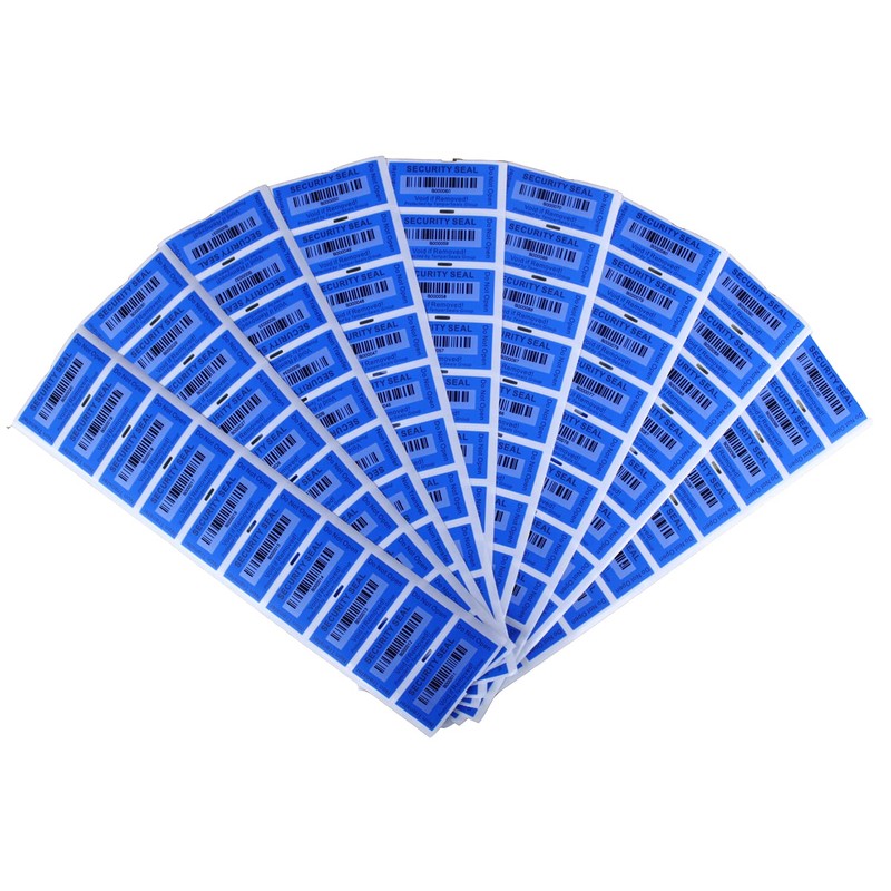 TamperSeals Group - 100 Pcs Blue 25x60mm Non-Transition Barcode Tamper