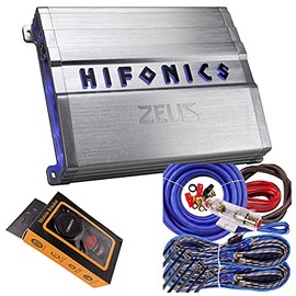 Hifonics ZG-600.4 Zeus Gamma 4 Channel Super A/B Class 600 Watt Car Audio Sound System Subwoofer Speaker Amp Amplifier with Gravity Magnet Phone Holder and 4 Gauge Kit Blue Bundle