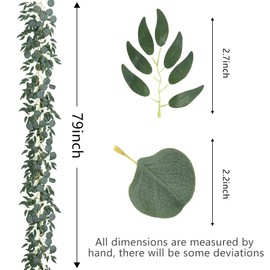 dallisten Kit de 3 hilos de vid artificial, guirnalda de hiedra de eucalipto de seda de 78 pulgadas, hojas verdes naturales, inodoras, plantas colgantes de vegetación falsa decoración para el hogar,