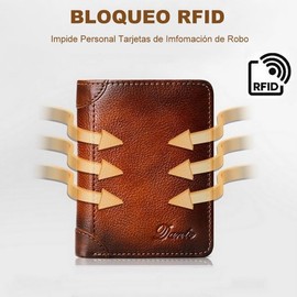 Billetera para Hombre Piel, Cartera para Hombre Plegable Triple con RFID Bloqueo, Carteras para Caballero de Cuero Genuino, Billetera Hombre Delgado, 11 Ranuras para Tarjetas de Crédito, Regalo Hombre