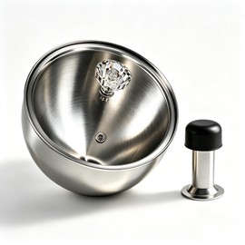 Upgraded Stainless Steel Espresso Knock Box Coffee Knock Box with Glass Lid and Magnetic Removable Knock Bar, Holds 20Double Espresso pucks & Coffee Grounds (Silver)