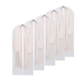 Garment Covers Dustproof Clothes Covers Moth Proof Coat Bag with Zip PEVA Translucent Dress Cover Waterproof Anti-mite Breathable Suit Protector 5pcs (60x140cm)
