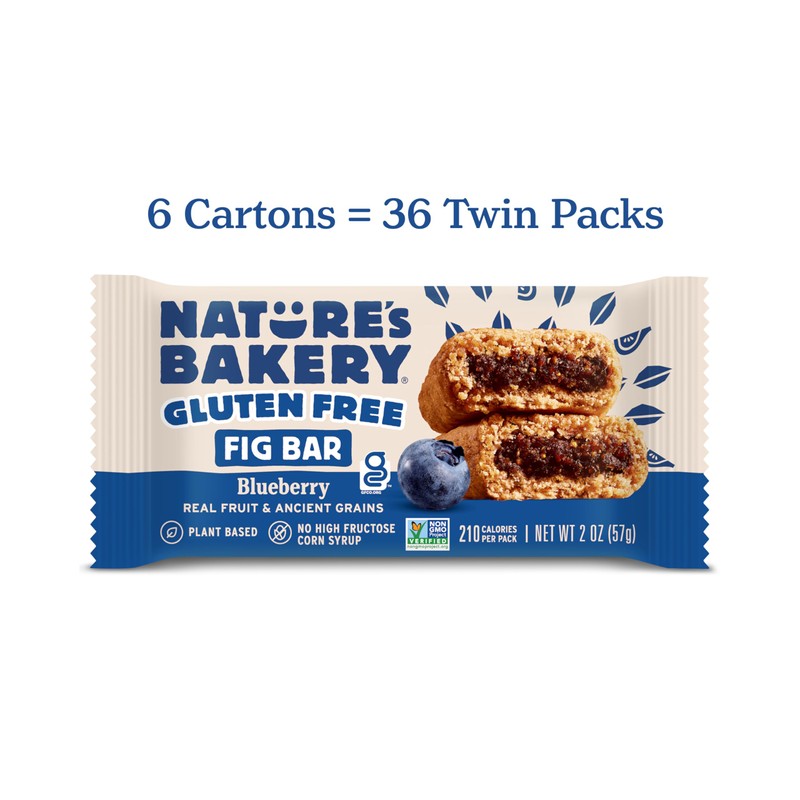Nature’s Bakery Gluten Free Fig Bars, Blueberry, Real Fruit, Vegan,