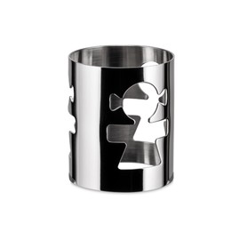 Alessi "GIROTONDO" Serviettenring, durchbrochen aus Edelstahl glänzend poliert, Frau, 9 x 5.4 x 12.5 cm