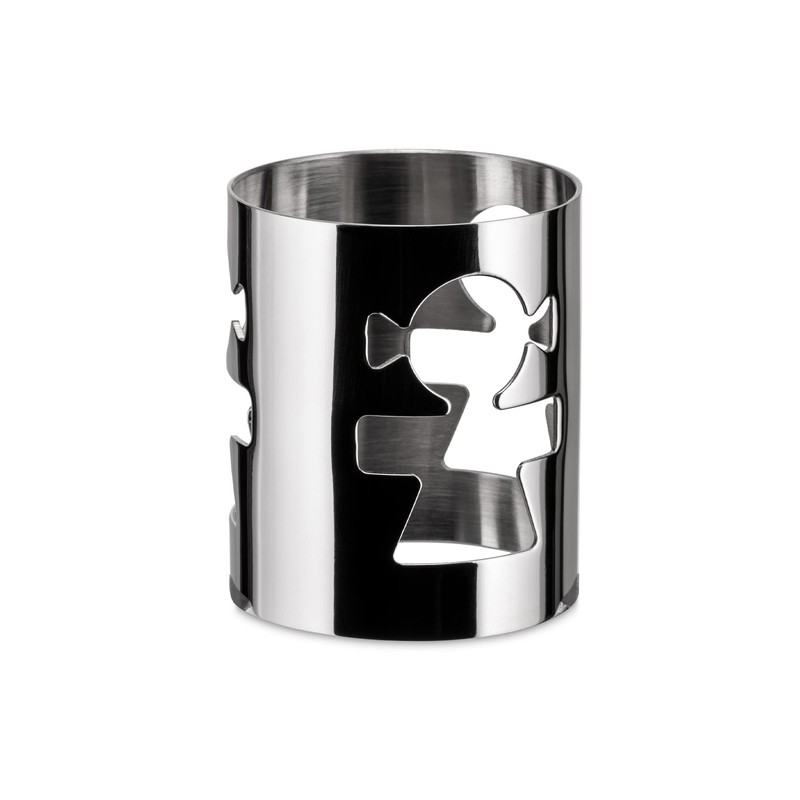 Alessi "GIROTONDO" Serviettenring, durchbrochen aus Edelstahl glänzend poliert, Frau, 9