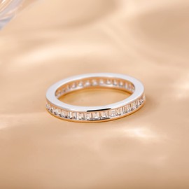 Titaniumcentral Women's Eternity Ring Cubic Zirconia Front Ring Slim Full Eternity Rings Wedding Rings Engagement Rings Memoir Ring, Brass, Cubic Zirconia