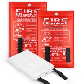 2 Pack Emergency Fire Blanket for Home and Kitchen, 40'' x 40'' Emergency Fire Retardant Fireproof Blankets Heavy Duty Fiberglass for Camping Fireplace Car
