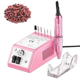 Professional Finger Toe Nail Care Electric Nail Drill Machine Manicure Pedicure Kit Electric Nail Art File Drill with 1 Pack of Sanding Bands (Pink)