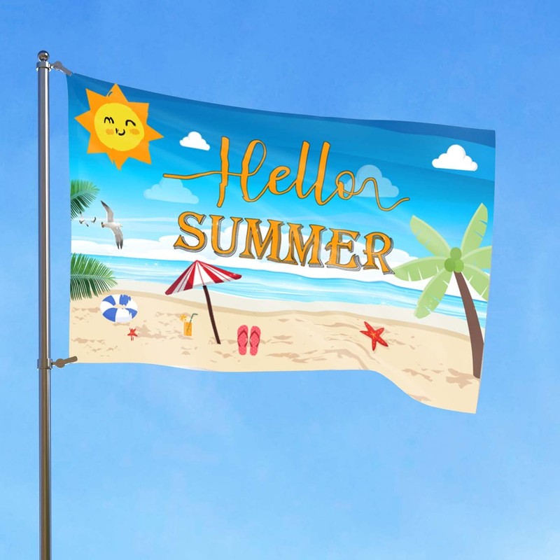 Hello Summer Flag 3x5 Ft Hello Sunshine Beach Decorations Banner