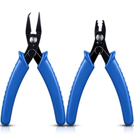 2 Pcs Split Ring Pliers Crimping Jewelry Jump Pliers for Opening/Closing Split Ring or Key Chain, Wire Flush Cutter Set for Jewelry Beading Repair Making Supplies